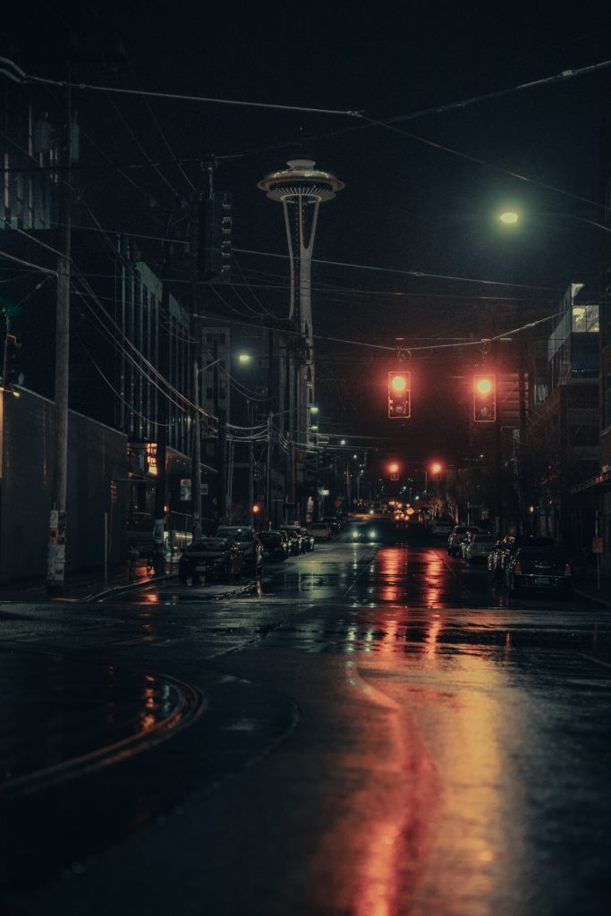 Seattle Street Photography Blog Space Needle Rainy Rain Night Urban Washington PNW