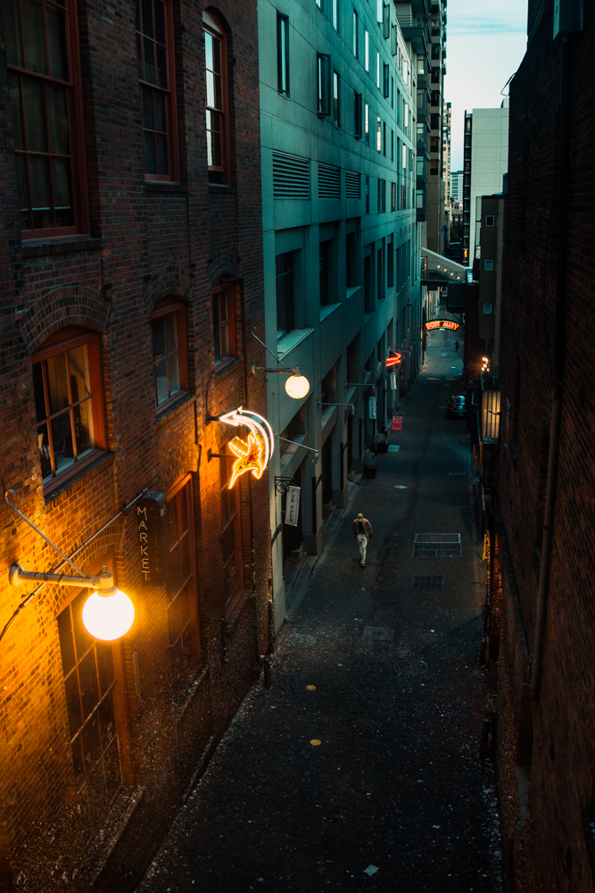 Gum Wall Post Alley Blue Hour Seattle