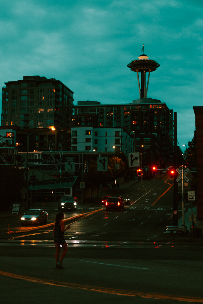 Space Needle Street Photography Blue Hour