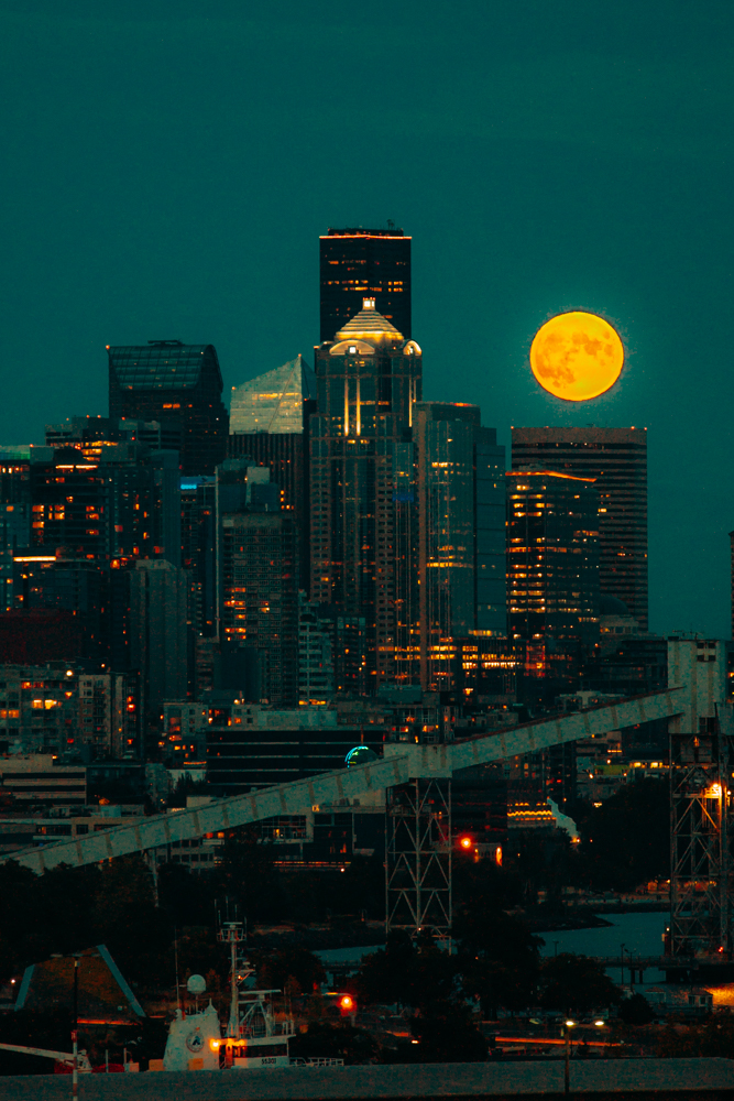 Seattle Full Moon Cityscape Photography Locations Blue Hour