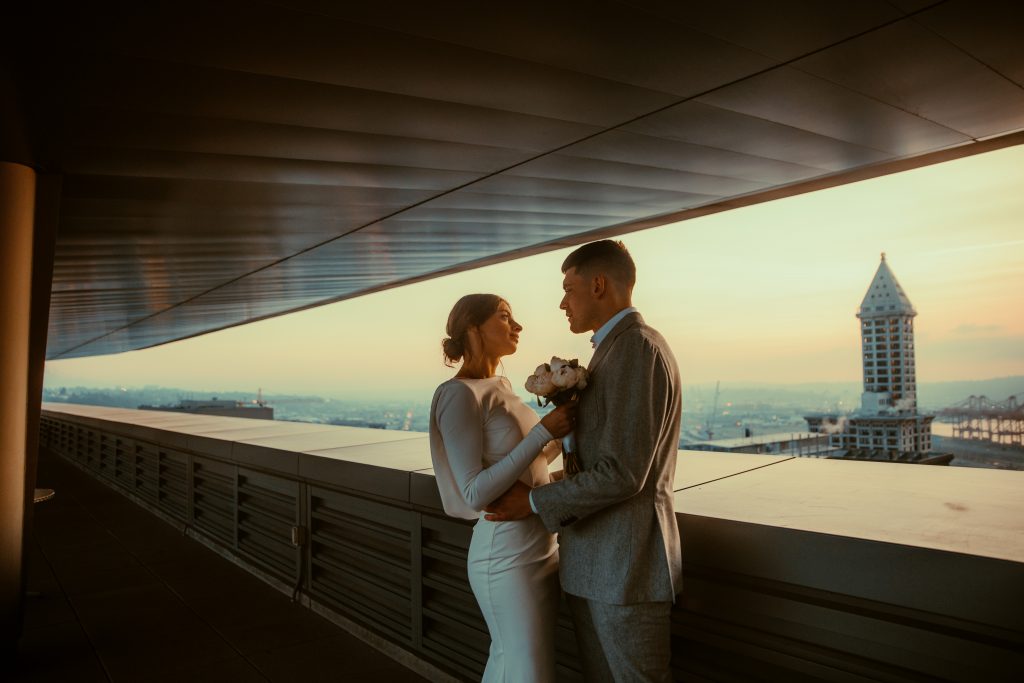 Sunset Seattle Wedding Cinematic Photography Photographer