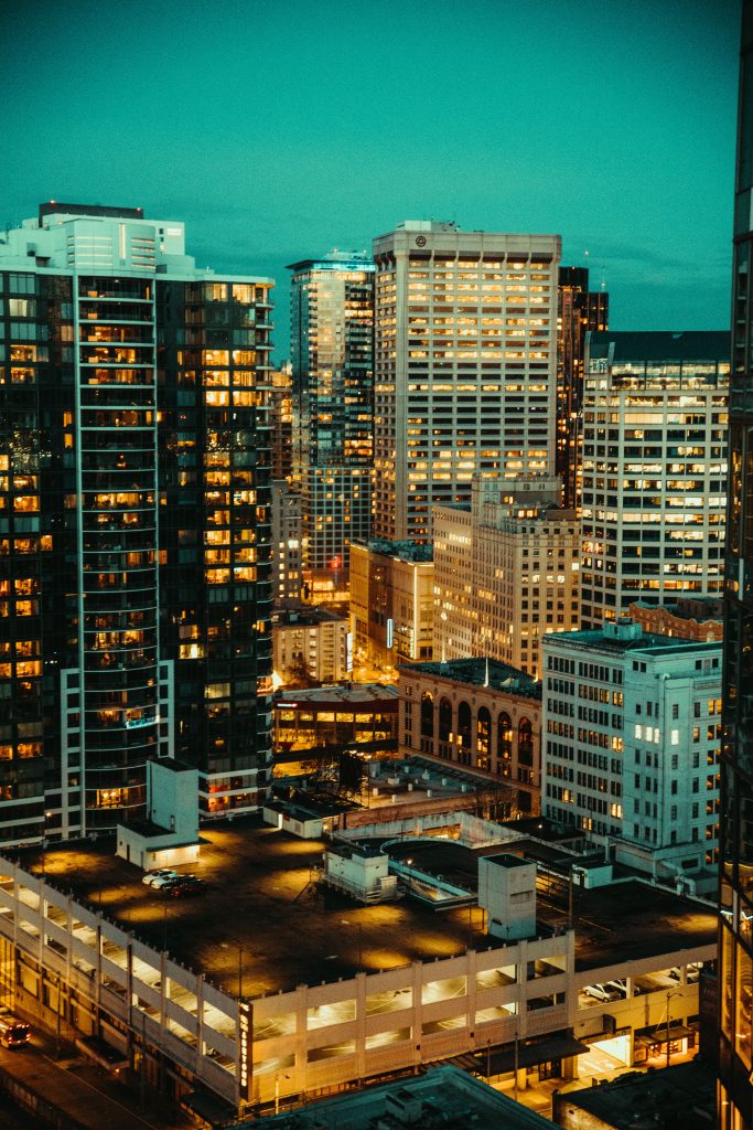 Seattle During Blue Hour Photography Skyline Cinematic