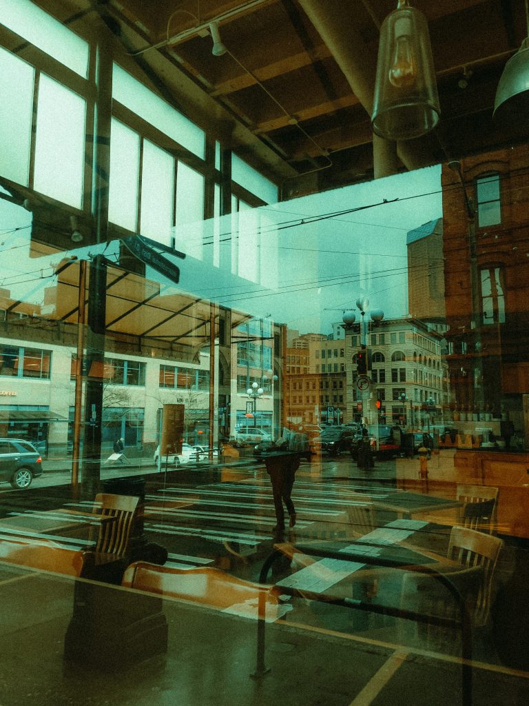 Seattle Cloudy Days Cinematic Double Exposure Street Photography