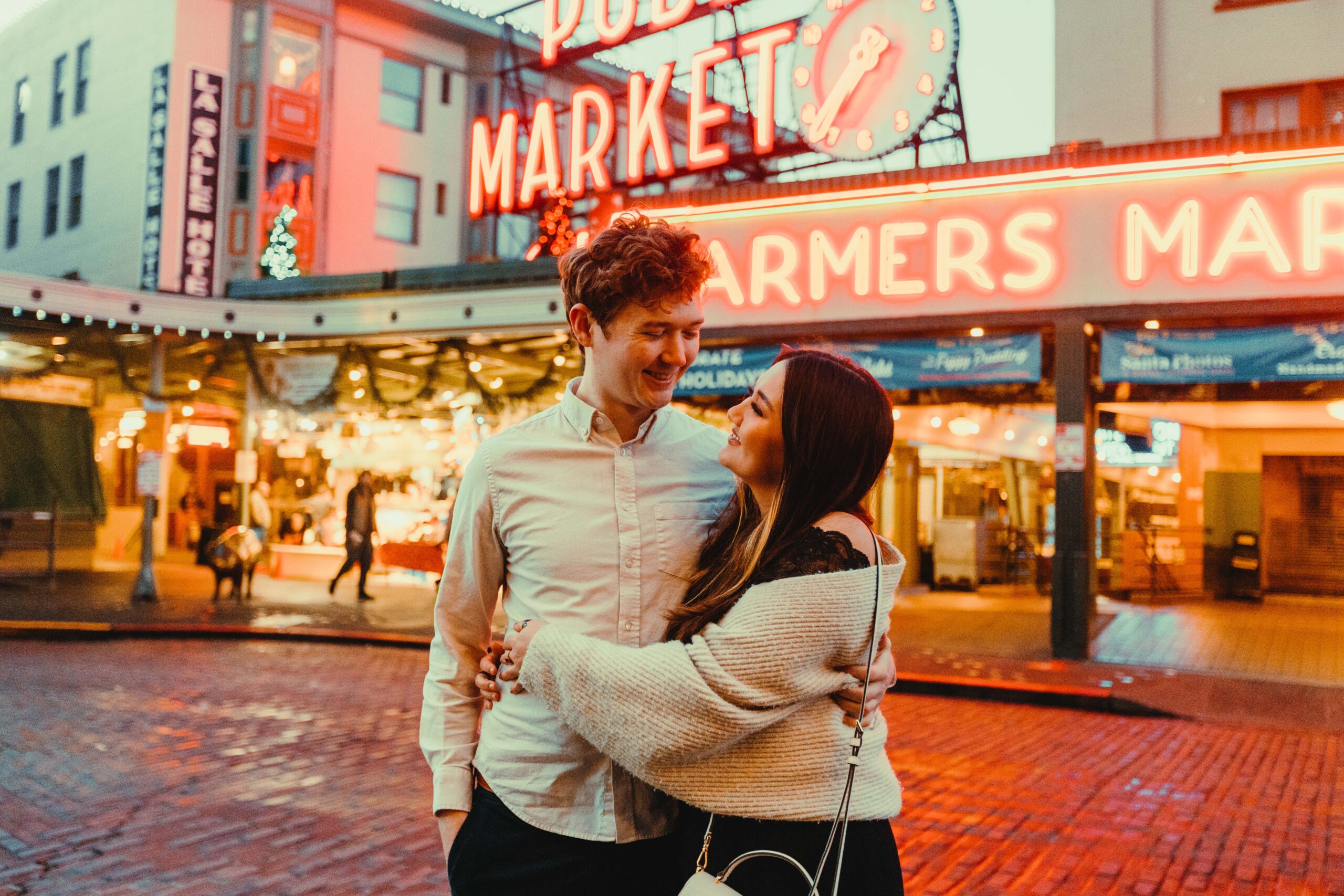 Seattle Tacoma Pike Place Market Photoshoot Photography Couple Engagement