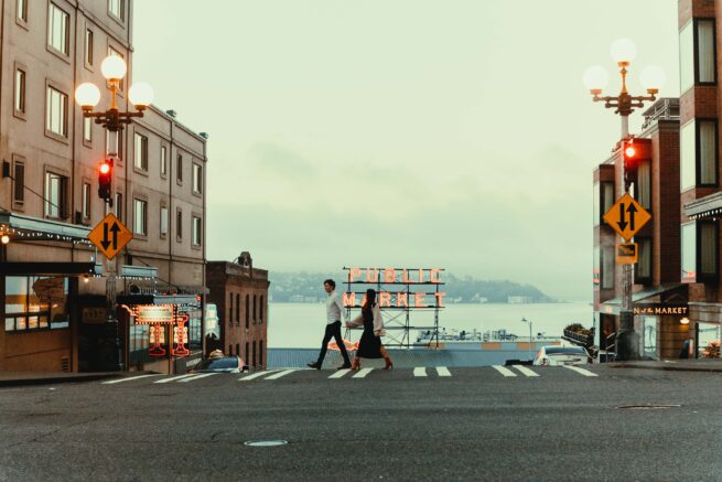 Seattle Tacoma Pike Place Market Photoshoot Photography Couple Engagement