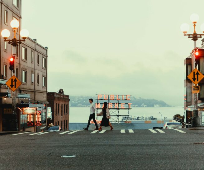 Seattle Tacoma Pike Place Market Photoshoot Photography Couple Engagement