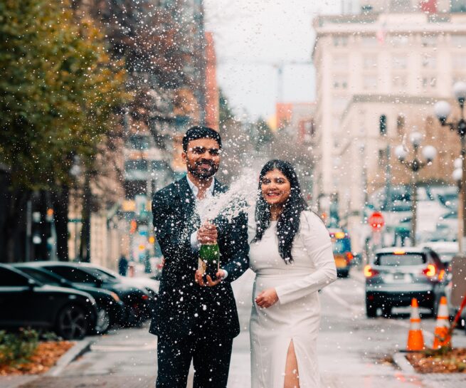 Seattle Wedding Photography – Champagne Celebration in Pioneer Square